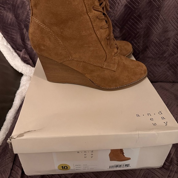 Cognac lace up ankle boots - Picture 2 of 5